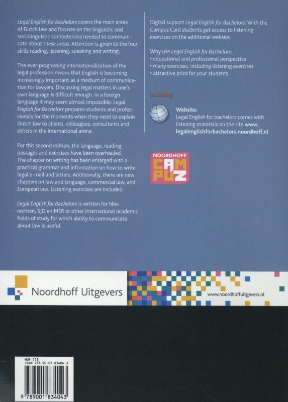 Achterkant van Legal English for bachelors