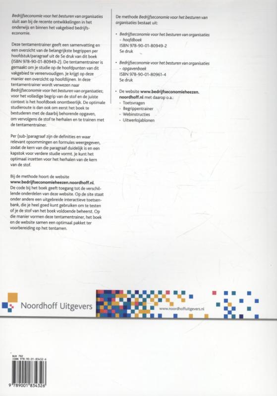 Achterkant van Tentamentrainer bedrijfseconomie voor besturen van organisaties