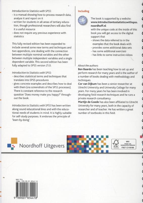 Achterkant van Introduction to statistics with SPSS