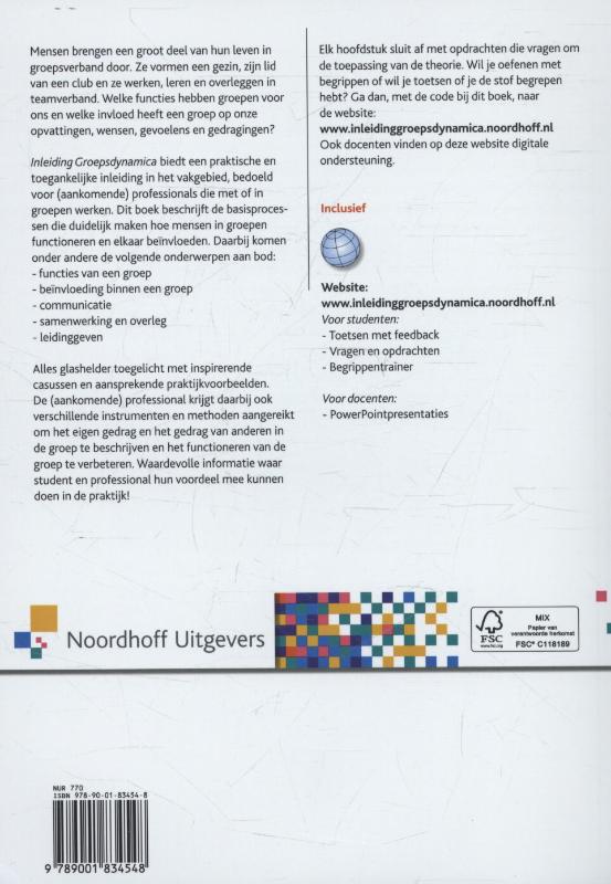Achterkant van Inleiding groepsdynamica