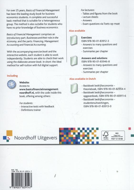 Achterkant van Basics of financial management