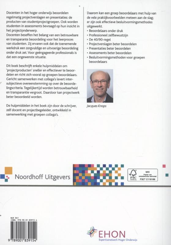 Achterkant van Beter beoordelen van projectwerk in het hoger onderwijs