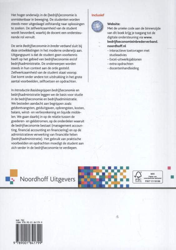 Achterkant van Introductie basisbegrippen bedrijfseconomie & bedrijfsadministratie