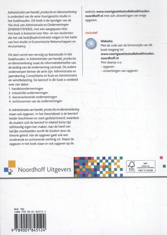 Achterkant van Administratie van handel, productie en dienstverlening