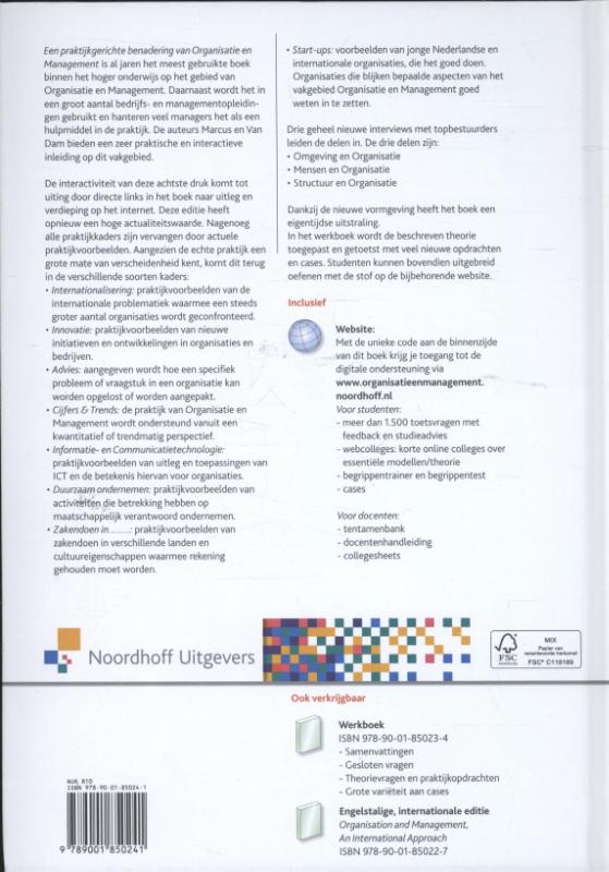 Achterkant van Een praktijkgerichte benadering van organisatie en management