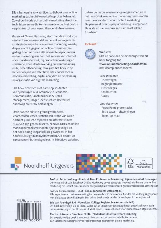 Achterkant van Basisboek online marketing