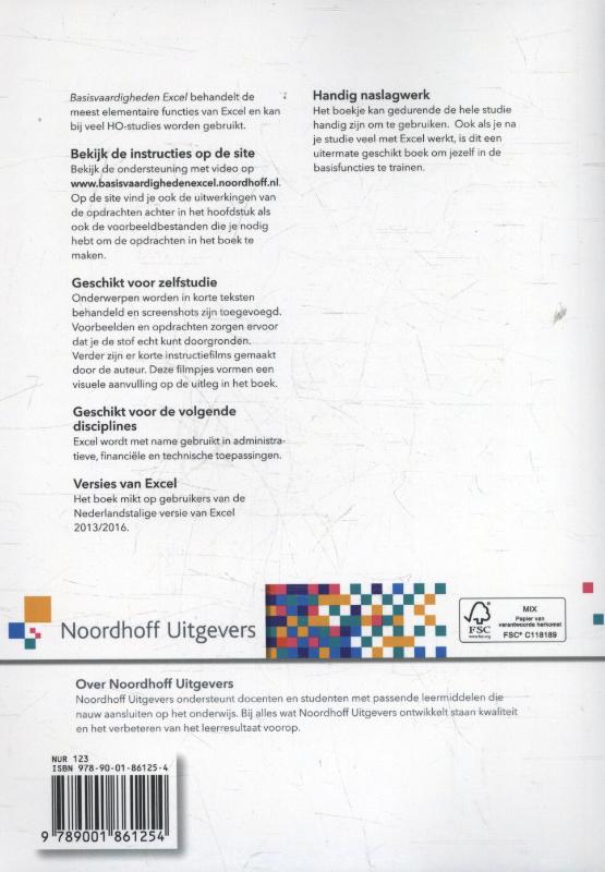Achterkant van Basisvaardigheden Excel