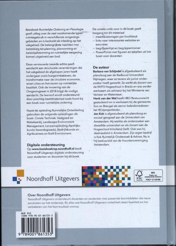 Achterkant van Basisboek Ruimtelijke Ordening en Planologie