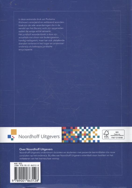 Achterkant van Fockema Andreae's juridisch woordenboek