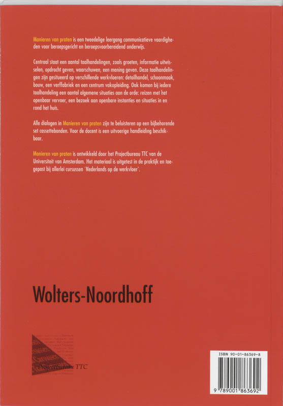 Achterkant van Manieren van praten cursistenboek 1