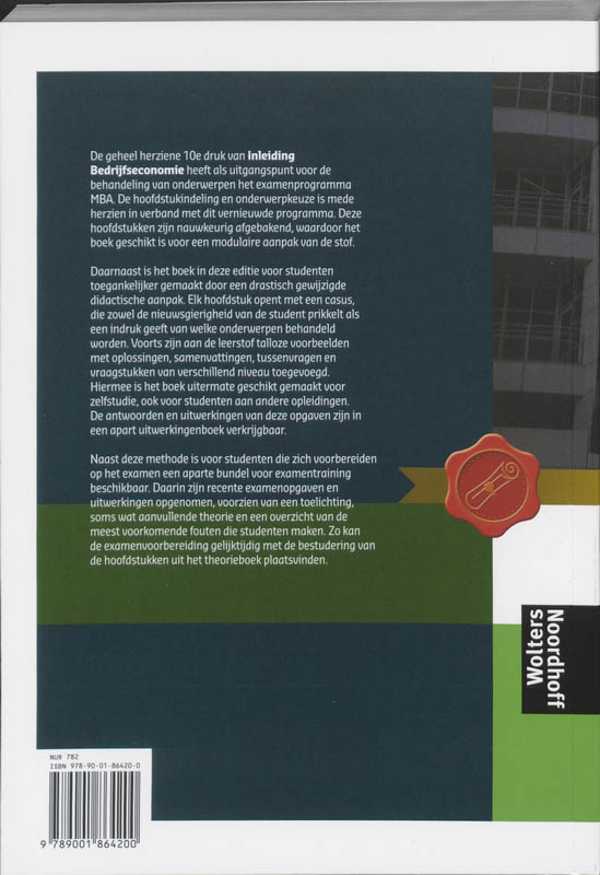 Achterkant van Inleiding bedrijfsconomie