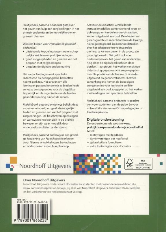 Achterkant van Praktijkboek passend onderwijs