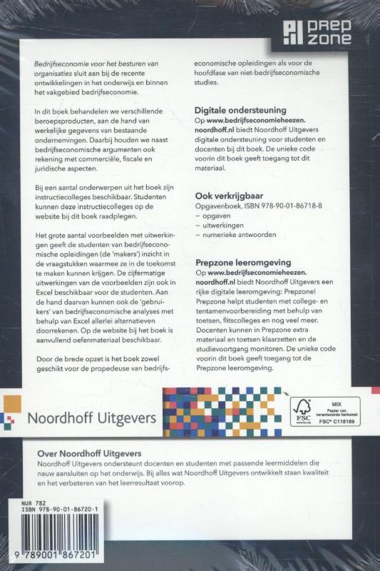 Achterkant van Bedrijfseconomie voor het besturen van organisaties