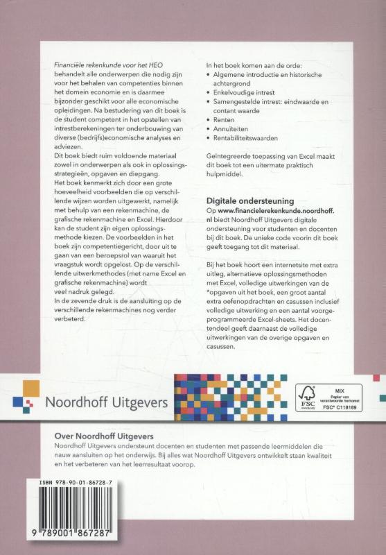 Achterkant van Financiele rekenkunde voor het HEO
