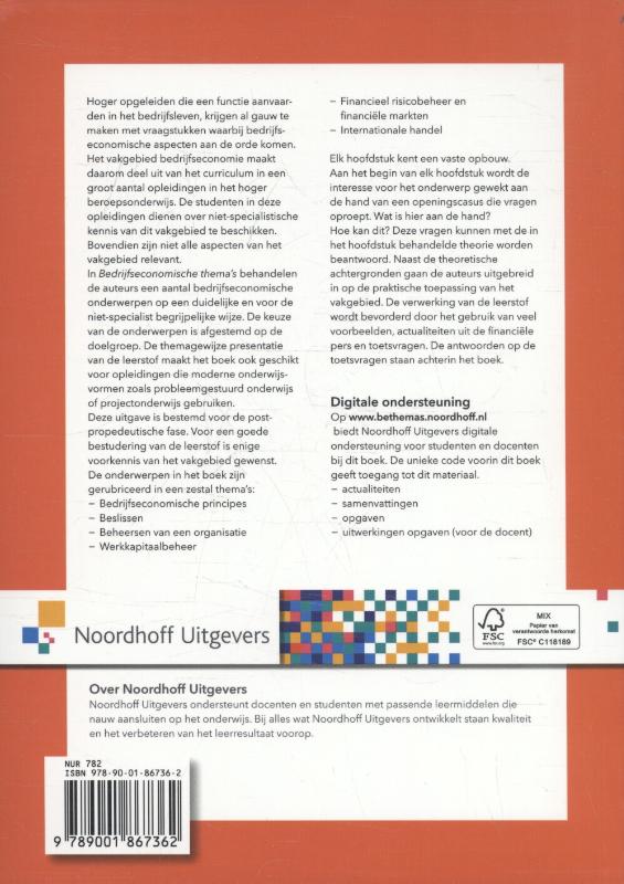 Achterkant van Bedrijfseconomische thema's