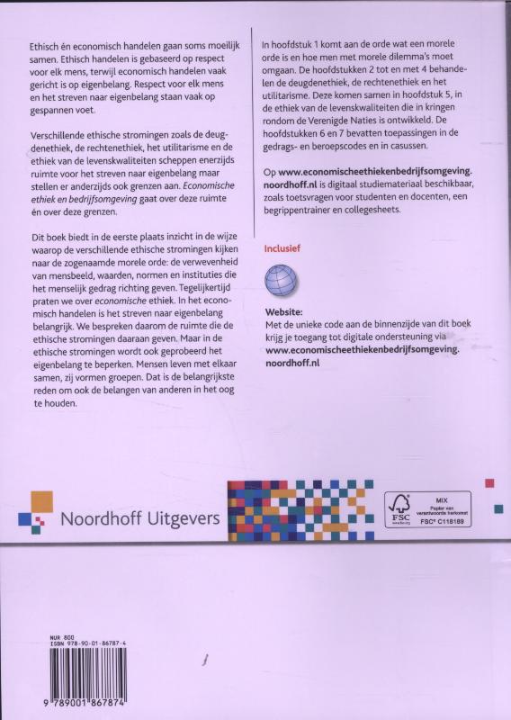 Achterkant van Economische ethiek en bedrijfsomgeving