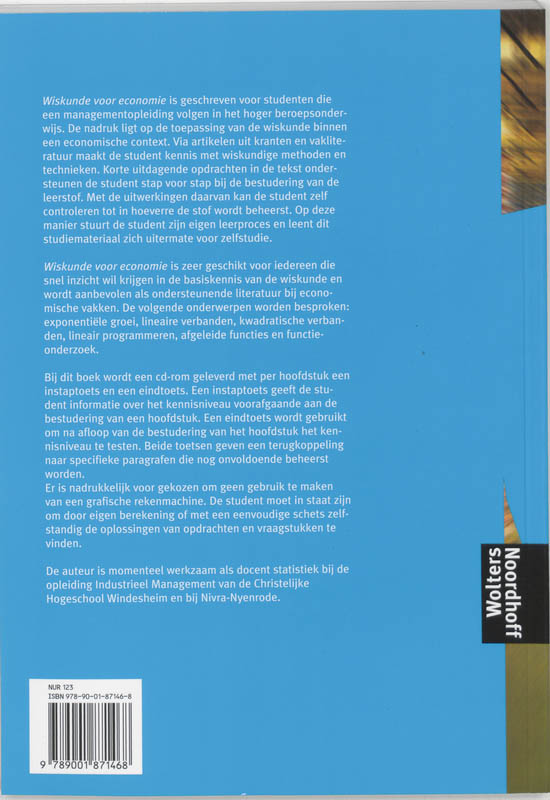 Achterkant van Wiskunde voor economie