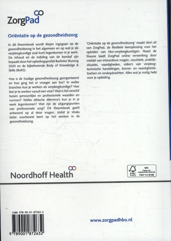Achterkant van Oriëntatie op de gezondheidszorg