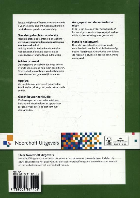 Achterkant van Basisvaardigheden toegepaste natuurkunde voor het HO