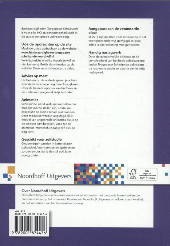 Achterkant van Basisvaardigheden toegepaste scheikunde voor het HO
