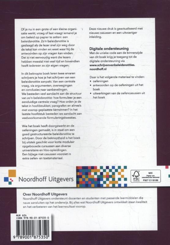 Achterkant van Schrijven van beleidsnotities