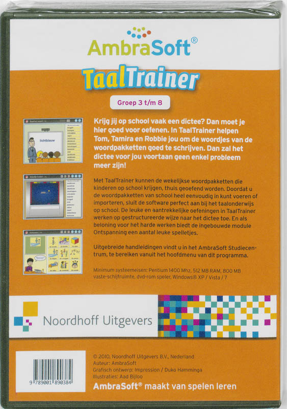 Achterkant van AmbraSoft TaalTrainer 2010-2011
