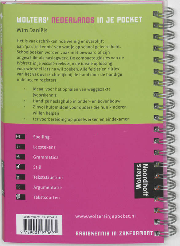 Achterkant van Wolters Nederlands in je pocket