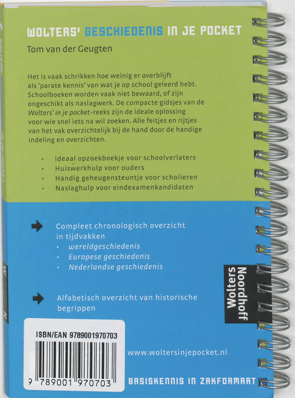 Achterkant van Wolters' Geschiedenis in je pocket