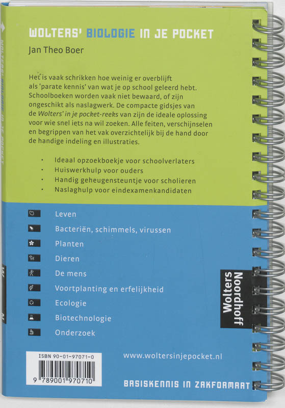 Achterkant van Wolters' Biologie in je pocket