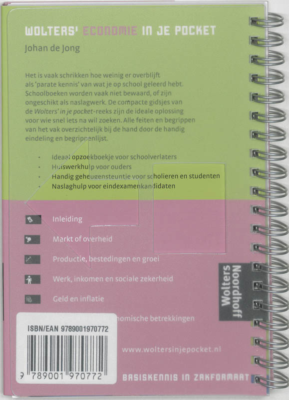 Achterkant van Wolters in je pocket Economie