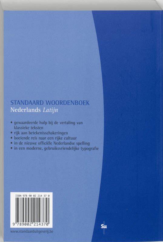 Achterkant van Standaard woordenboek Nederlands Latijn