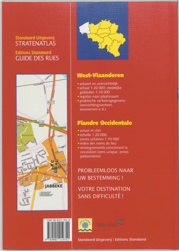 Achterkant van Stratenatlas provincie West-Vlaanderen
