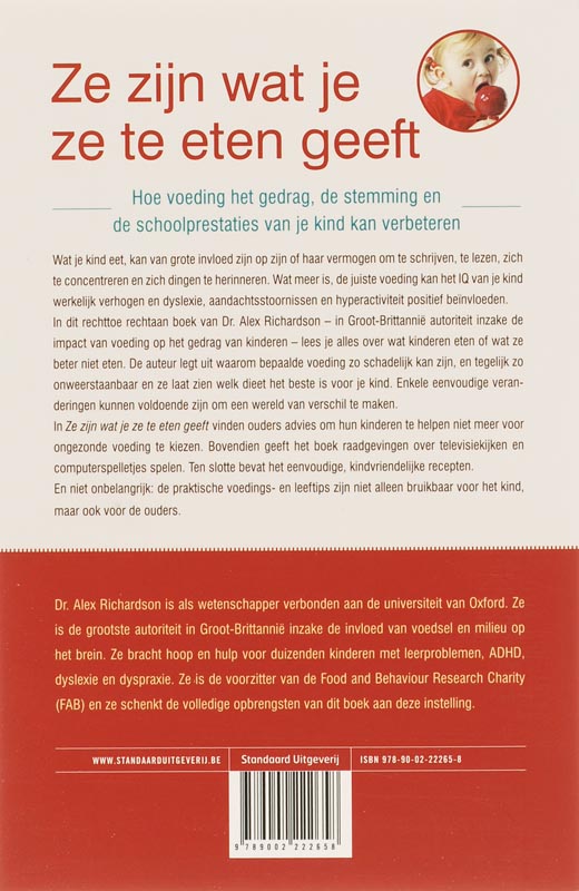 Achterkant van Ze zijn wat je ze te eten geeft