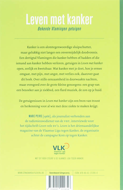 Achterkant van Leven met kanker