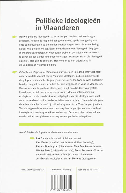 Achterkant van Politieke ideologieën in Vlaanderen