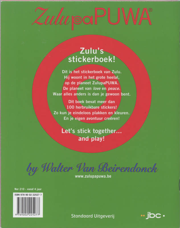 Achterkant van Zulu's stickerboek