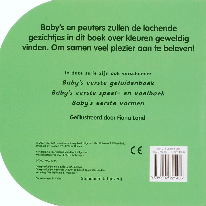 Achterkant van Baby's eerste kleuren