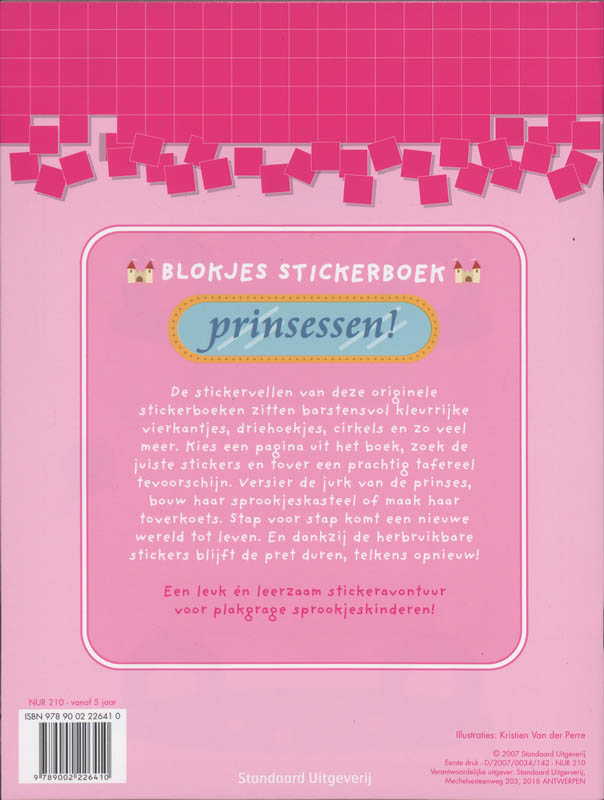 Achterkant van Blokjes stickerboek Prinsessen
