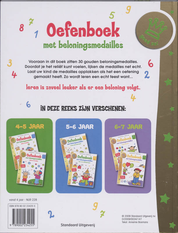 Achterkant van Oefenboek met beloningsmedailles