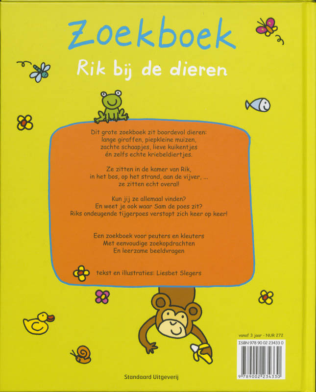 Achterkant van Zoekboek Rik bij de dieren