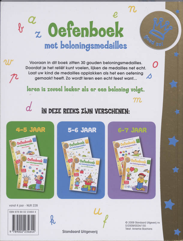 Achterkant van Beloningsmedailles met schrijfoefeningen