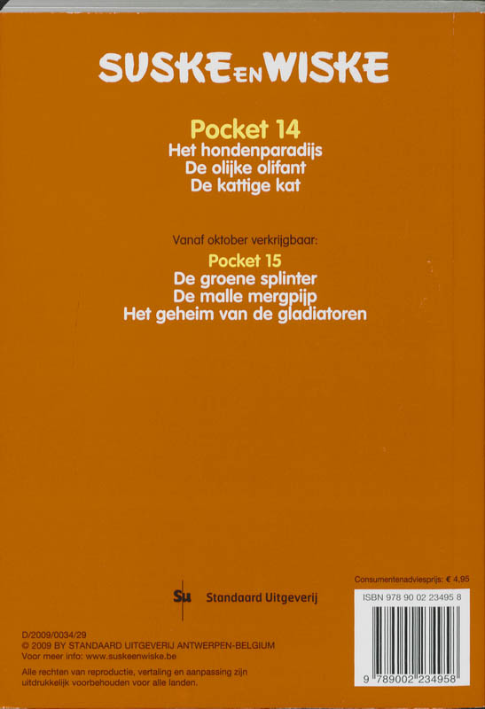 Achterkant van Suske en Wiske Pocket