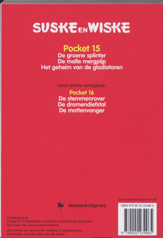 Achterkant van Suske en Wiske Pocket 15