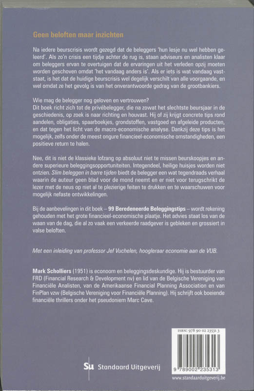 Achterkant van Slim beleggen in barre tijden