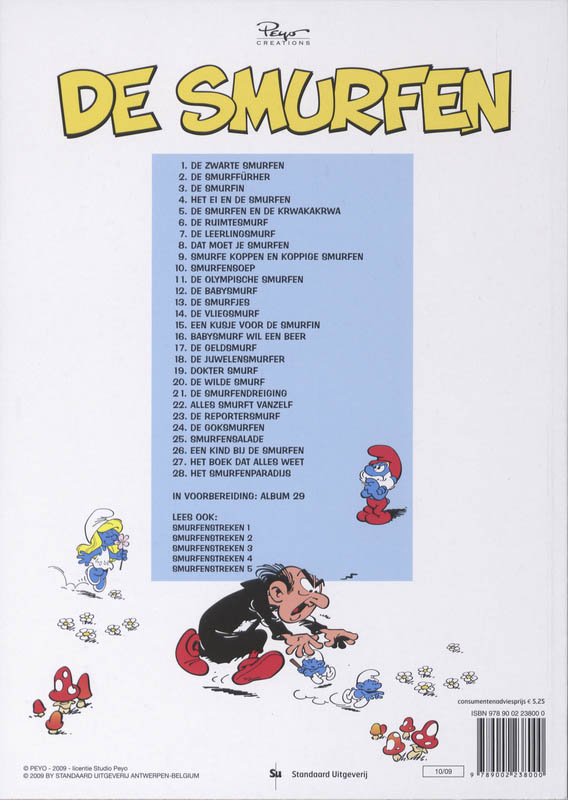 Achterkant van De ruimtesmurf