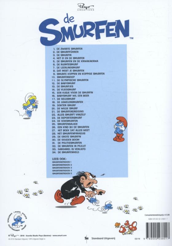 Achterkant van De Smurfen en de krwakakrwa