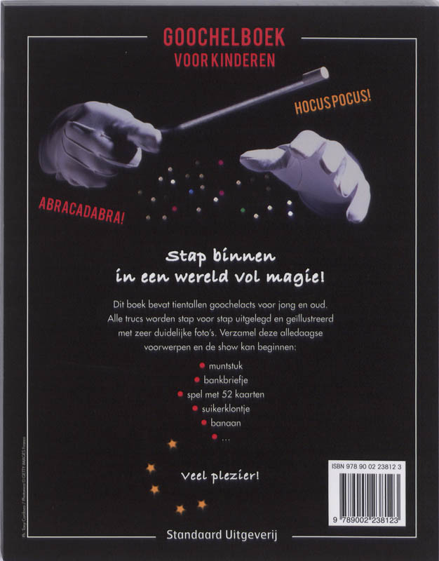 Achterkant van Goochelboek voor kinderen