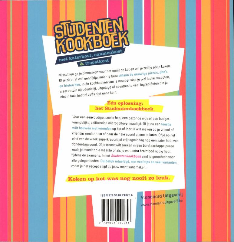 Achterkant van Studentenkookboek