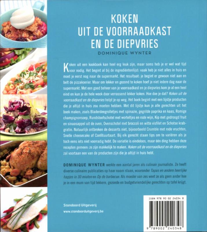 Achterkant van Koken uit de voorraadkast en de diepvries