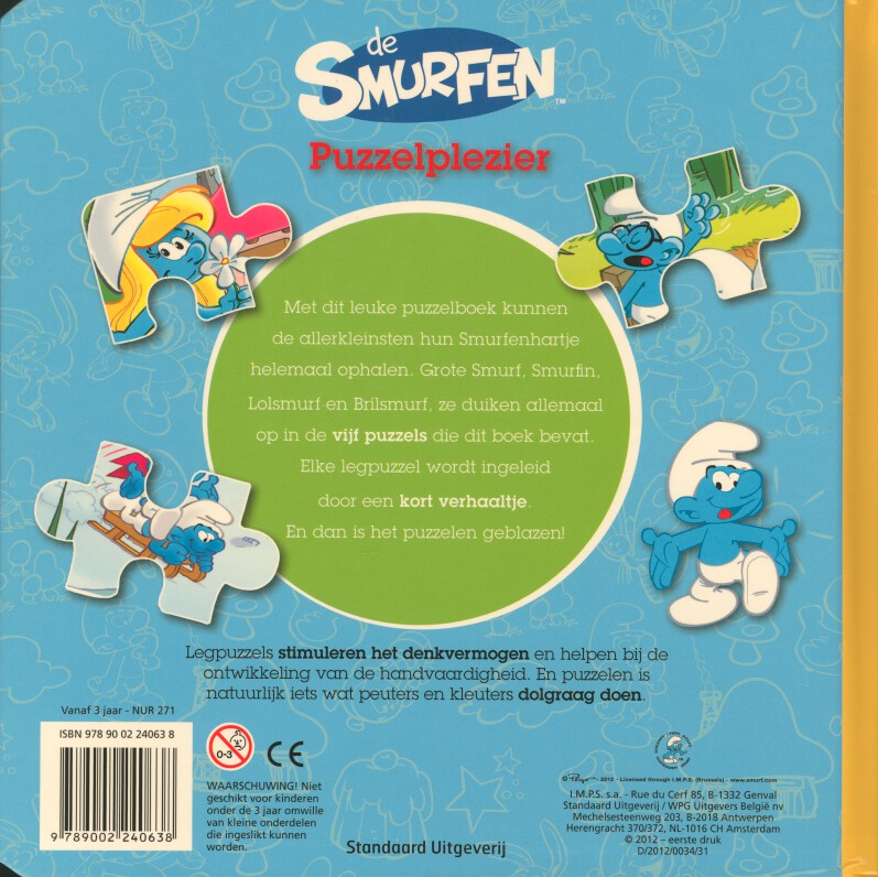 Achterkant van De smurfen puzzelplezier